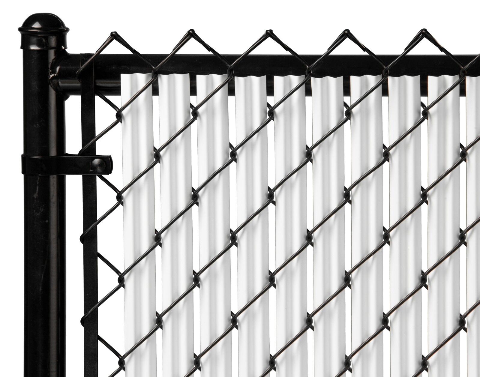 Chain Link White Single Wall Ridged Privacy Slat For 5ft High Fence Bottom Lock...