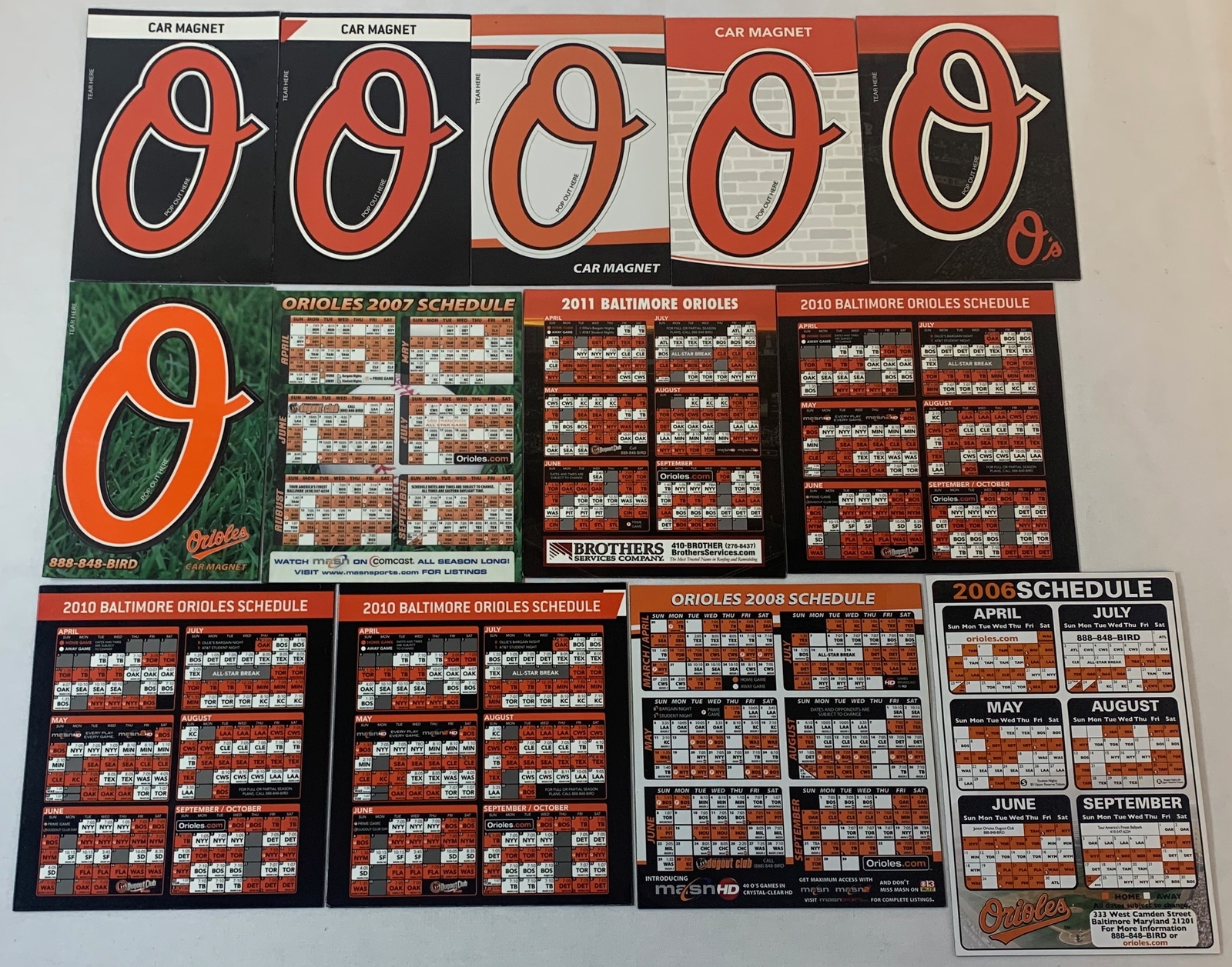 lot-of-13-baltimore-orioles-logo-and-schedule-magnets-from-about-4x6-5x7-inches-ebay