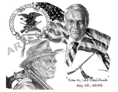 Charlton Heston Nra From My Cold Dead Hands 11x14 Litho By Robert Stephen Simon For Sale Online Ebay