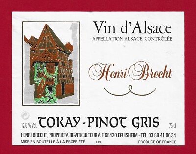ALS46 Etiquette ALSACE TOKAY PINOT GRIS LES PRODUC. RÉUNIS DE KINTZHEIM  BLASON