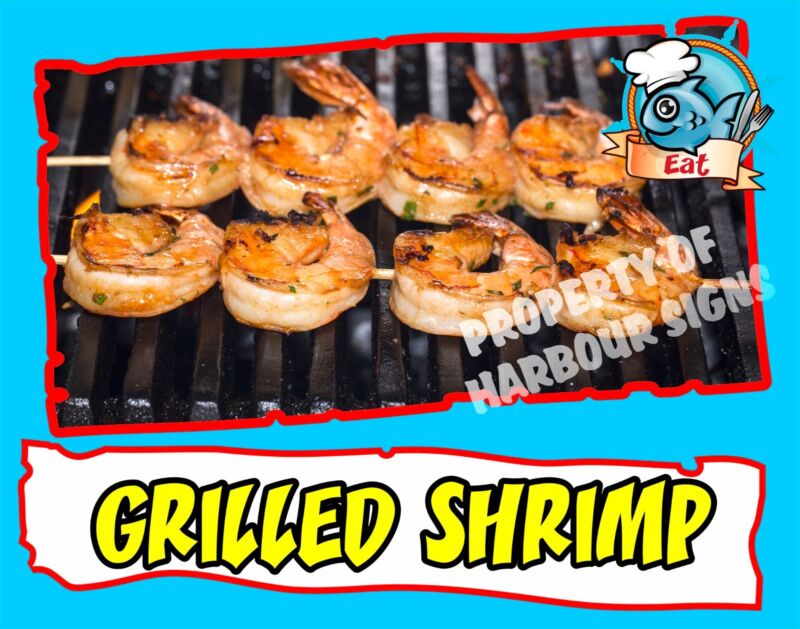 Grilled Shrimp Decal 14" Seafood Food Truck Concession Restaurant Vinyl