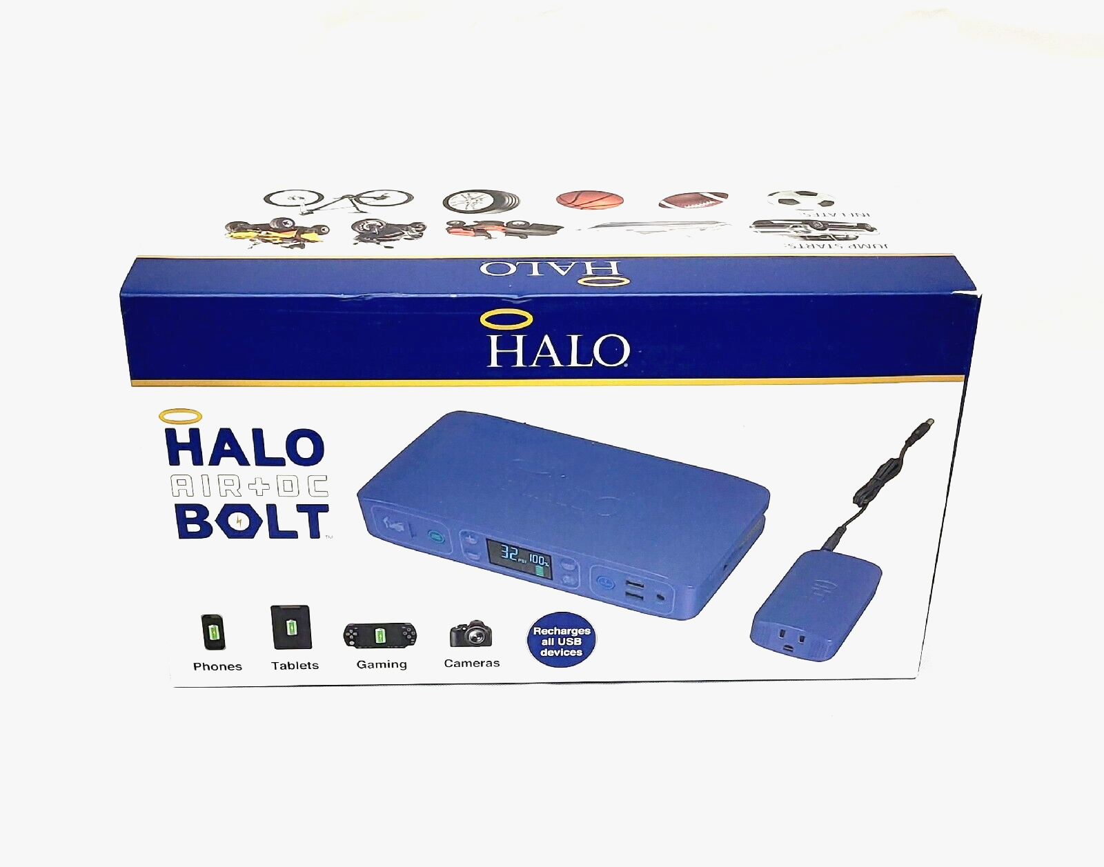 Charger Halo Bolt Air + Ac Inverter Portable Vehicle Jump Starter Air