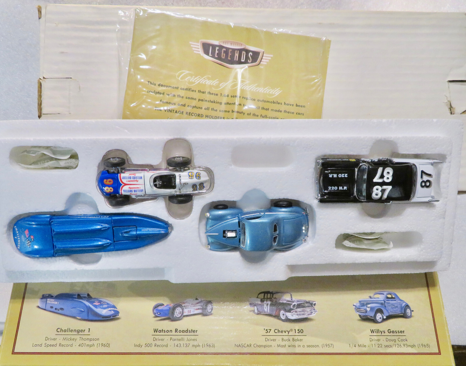 【ホットウィール】HOT WHEELS LEGENDS 4CAR SET④ Hot Wheels Legends Vintage Record Holders 4 Car Set - COA