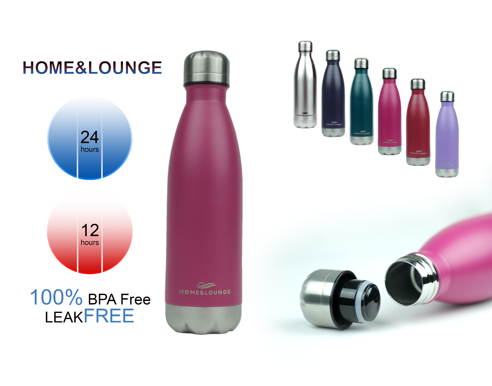 Stainless Steel Vacuum Insulated Water Bottle Sports Bicycle Car Gym 17 (oz) 