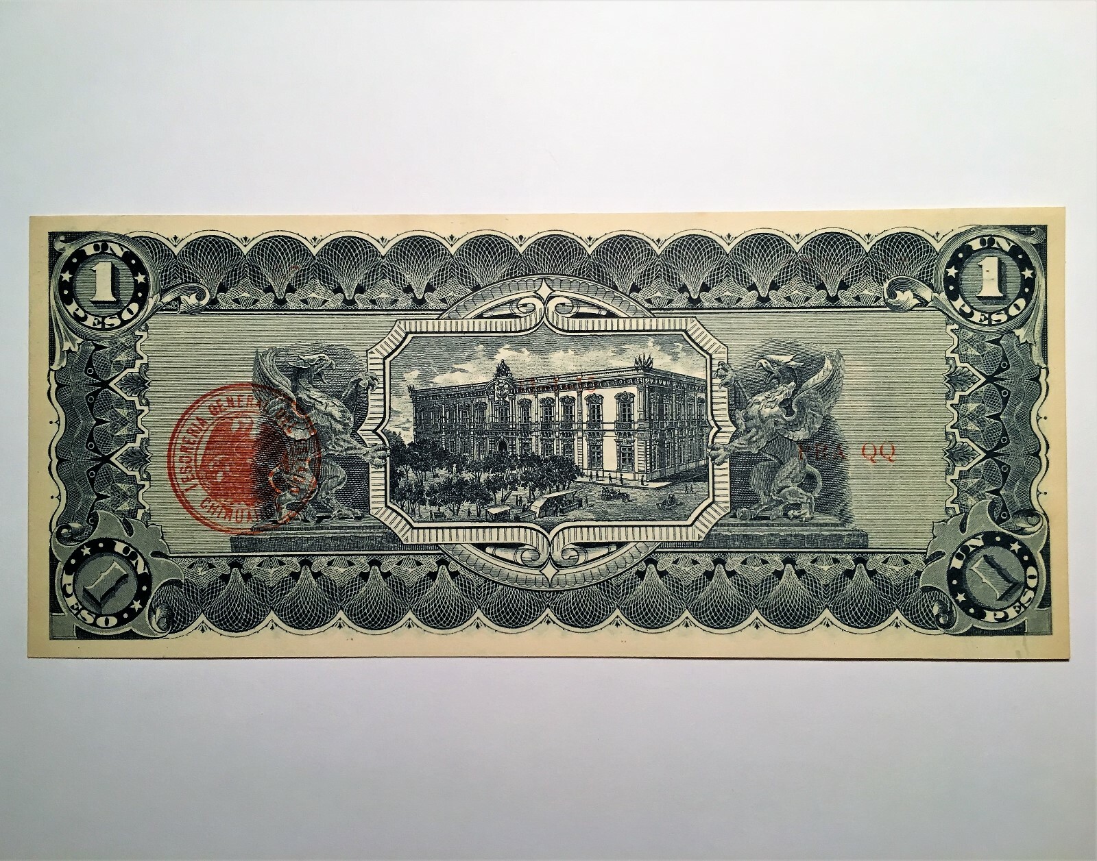 1915 Mexico One 1 Un Peso Banknote, Currency, Paper Money, Very Nice!