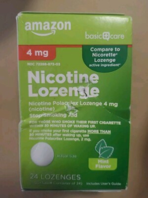 Amazon Basic Care Nicotine Polacrilex Lozenge 4 mg Mint Flavor 24 Count