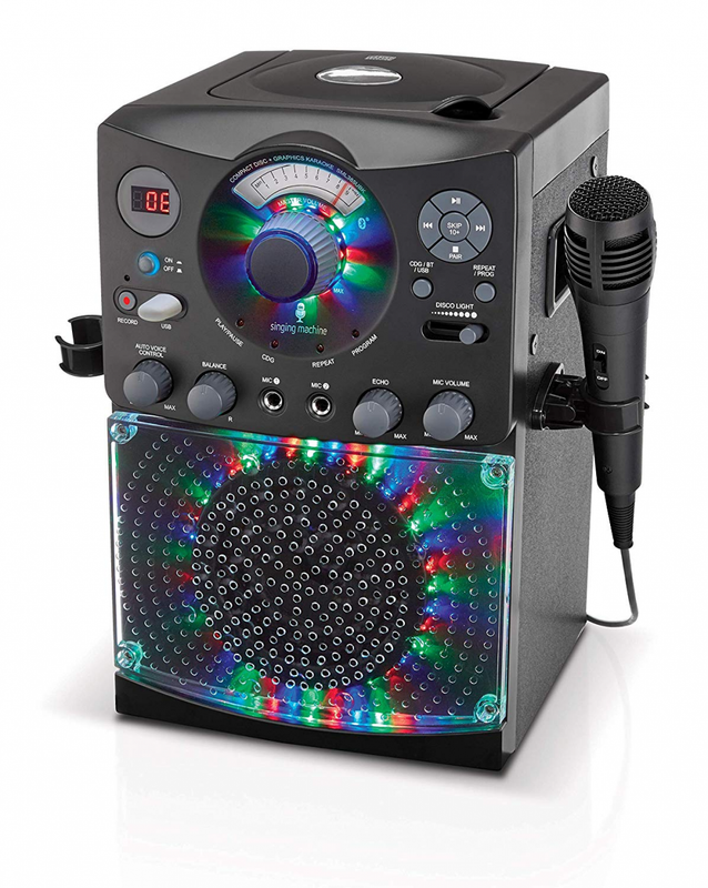 Singing Machine SML385UBK Bluetooth Karaoke System with LED Disco Lights, CD+G,