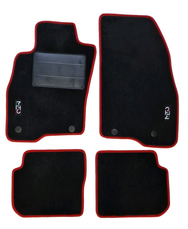 Set Tapis Voiture Moquette Pour Alfa Romeo Mito, Bordure Rouge, 2 ÃCrites