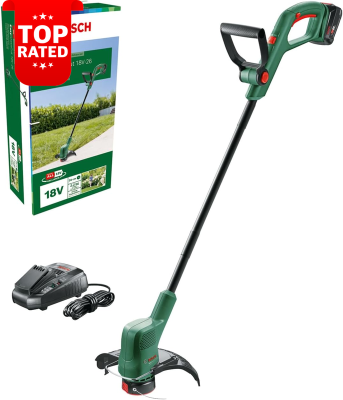 18V Cordless Grass Trimmer 26cm with 2.5Ah Battery & Fast Charger Easygrasscut