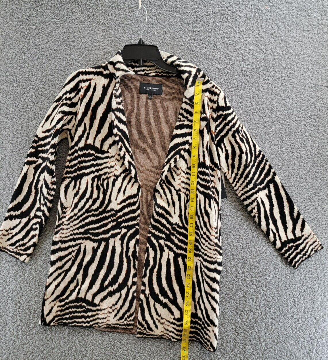 Liverpool Los Angeles Open Coatigan Sweater Women's XS Abstract Zebra Jacquard - Picture 8 of 17