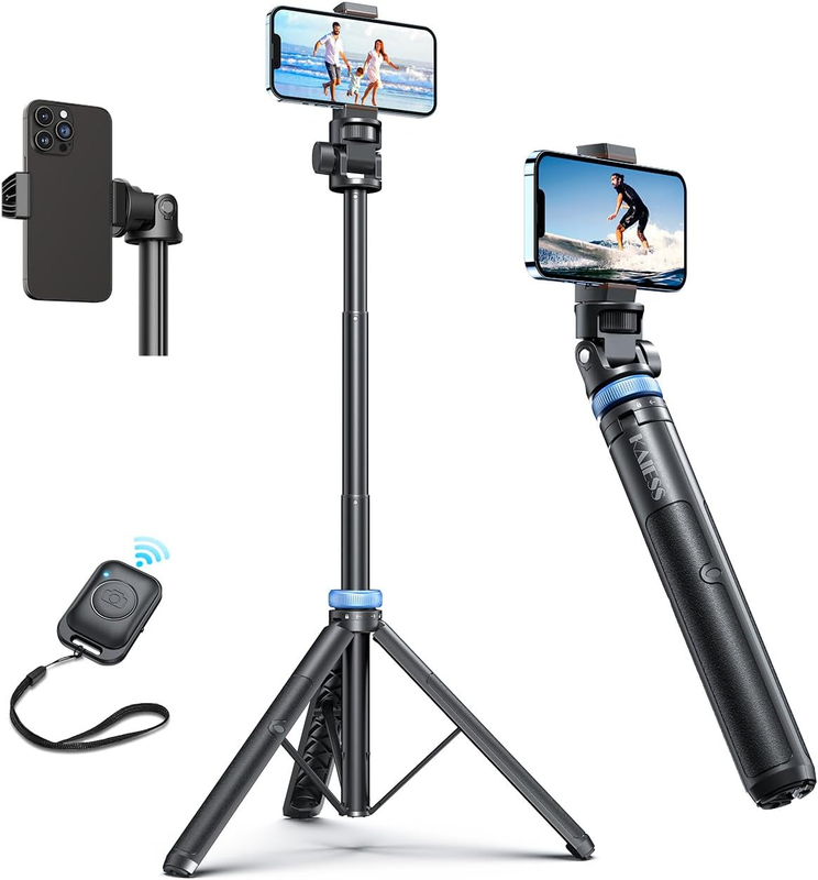62" Phone Tripod, Selfie Stick Tripod & Phone Tripod Stand with Remote, Cell Pho