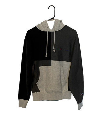Champion Hoodie Mens Small Gray Black Reverse Weave Sweatshirt