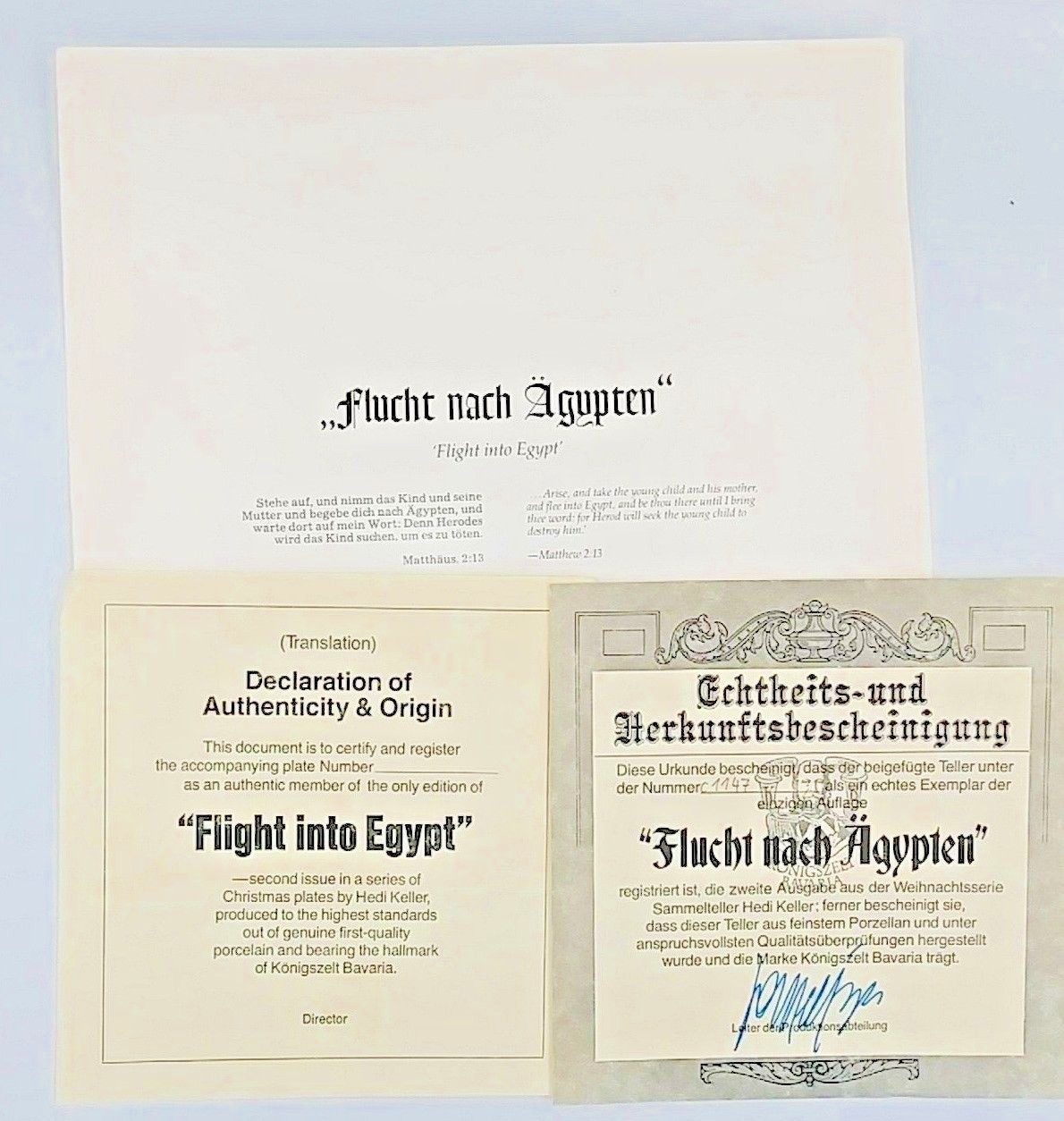 Konigszelt Bavaria Flight into Egypt Collector Platte 1980 P198