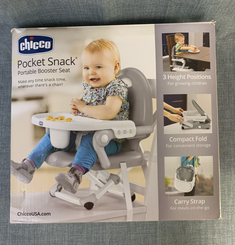 Chicco Pocket Snack Booster Seat, Grey - Baby High Chair Table - New