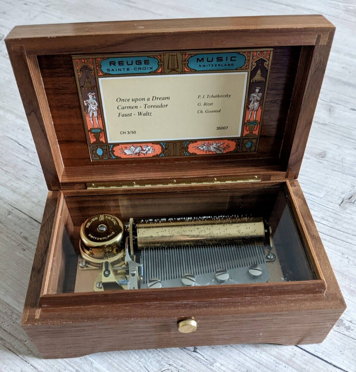 スイス製手巻きオルゴール チャイコフスキー ドイツベルルレット社製 手巻きオルゴール／カルーセル 18弁量産