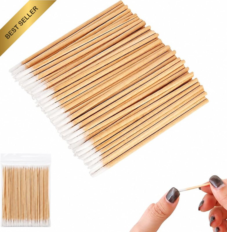 Pointed Cotton Swabs 400 Pack | Precision Makeup Cleaning Cotton Buds with Woode