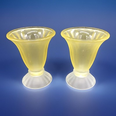 LIBBEY vintage yellow frosted glass sundae dessert cups set of 2