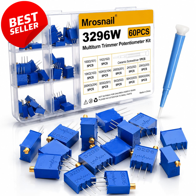 60Pcs 3296W Multiturn Trimmer Potentiometer Kit 100 Ohm-500K PCB - US
