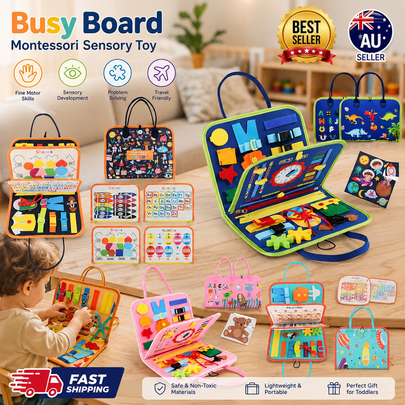 Busy Board Montessori Sensory Toy Fine Motor Skills Learning Travel Toddler Gift