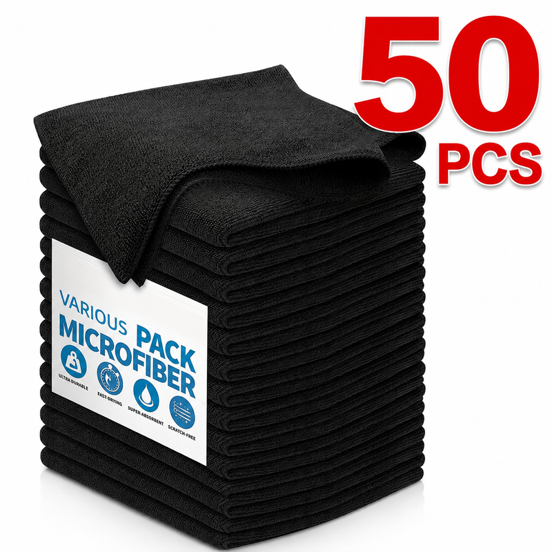 Black Gray Microfiber Cleaning Cloths Reusable Towels Absorbent For Car Window