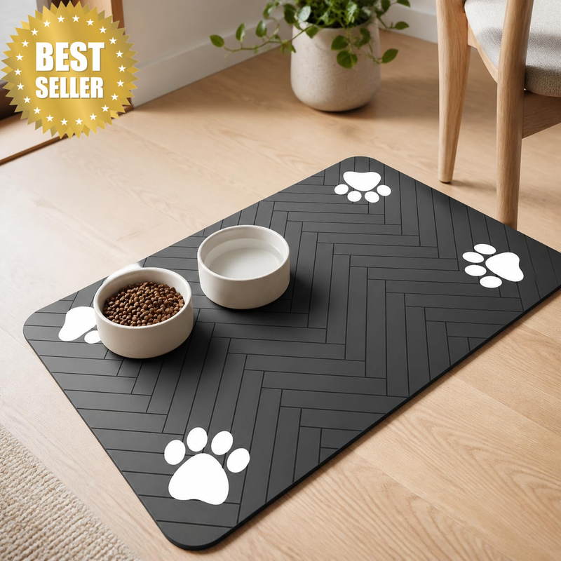 Dog Food Mat, Absorbent Pet Bowl Mat for Dogs & Cats with Waterproof Non-Slip Ba