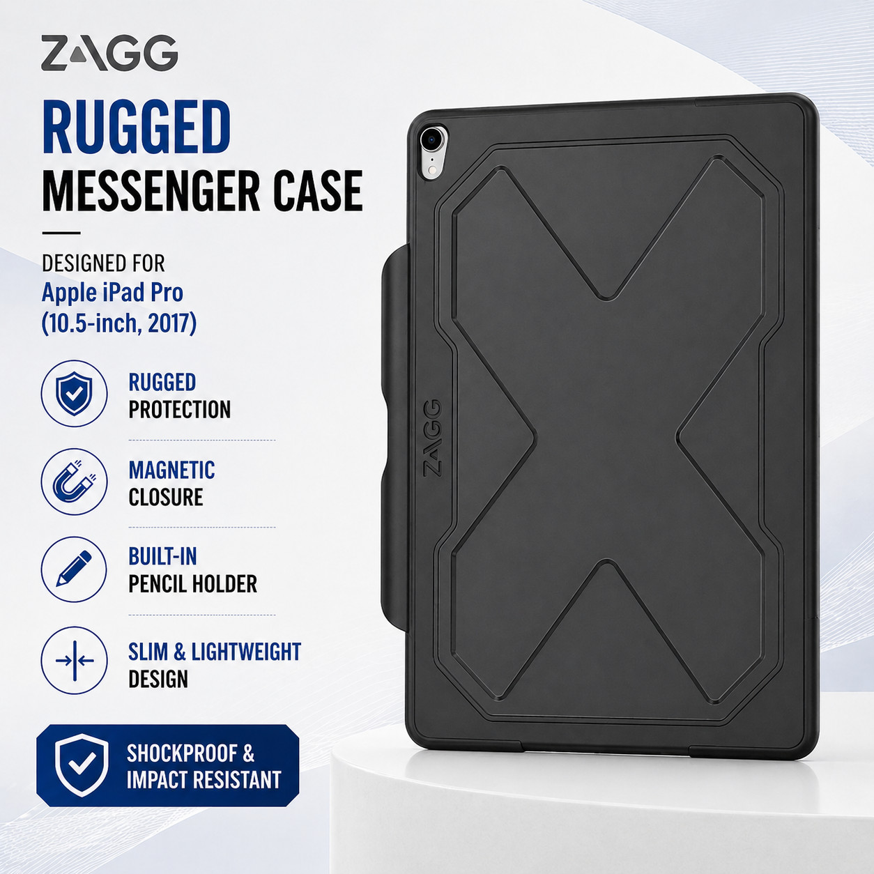 ZAGG iPad (PRO 10.5-inch, 2017) Case Rugged, Shockproof, Pencil Storage, Cover