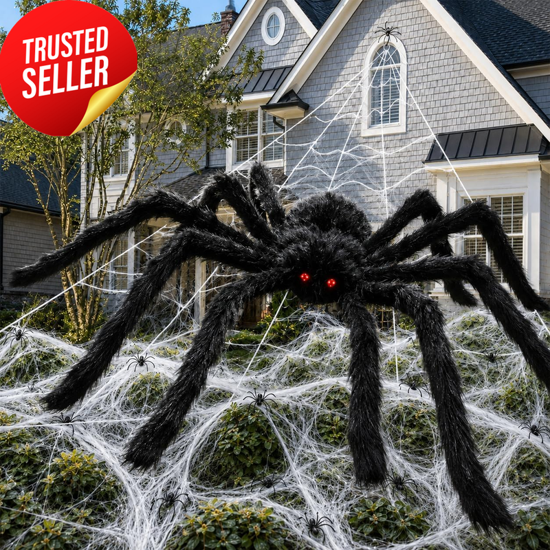 Halloween Spider Web Decoration 5M Giant Web 150Cm Spooky Spider Outdoor