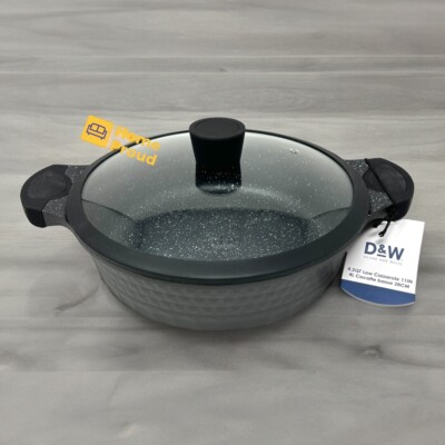 D&W Low Casserole Pan Nonstick 11 Inch With Lid Kitchen Cookware Deane & White