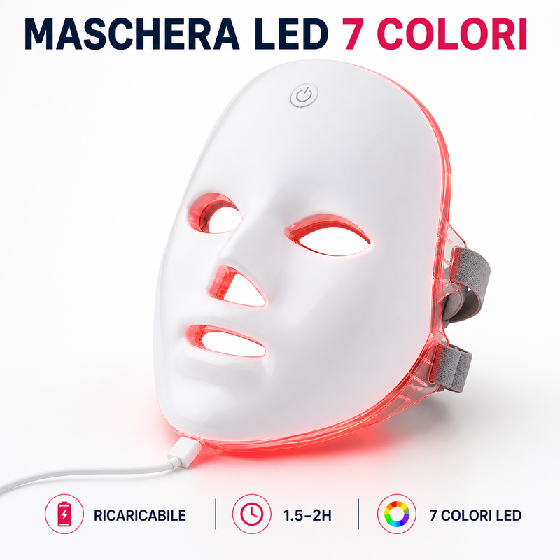 Maschera LED Facciale Professionale Fototerapia a 7 Colori Ringiovanimento Pelle