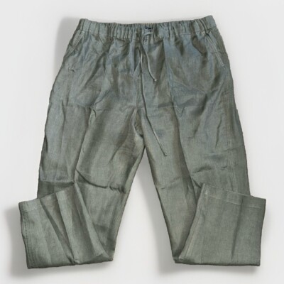 VIVID 100% Linen Wide Leg Pants Women's Size 2XL Olive Green - Lightweight