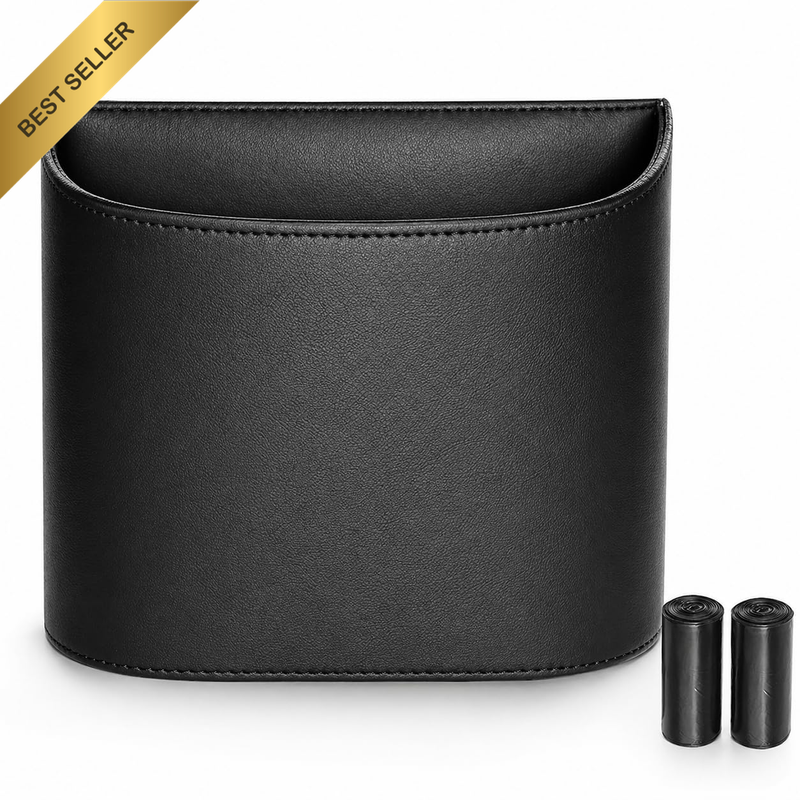 Car Trash Can, Leakproof Car Trash Bin, Artificial Leather Garbage Organizer for
