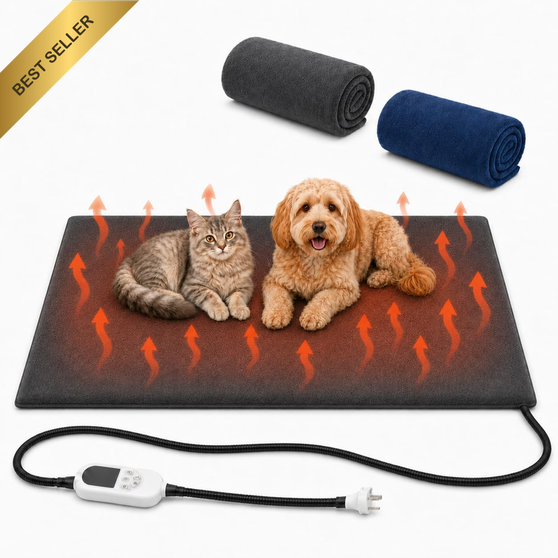 Pet Heat Pad, 90X60CM Large Heated Bed for Dogs Cats Puppies, Chew Resistant Cor