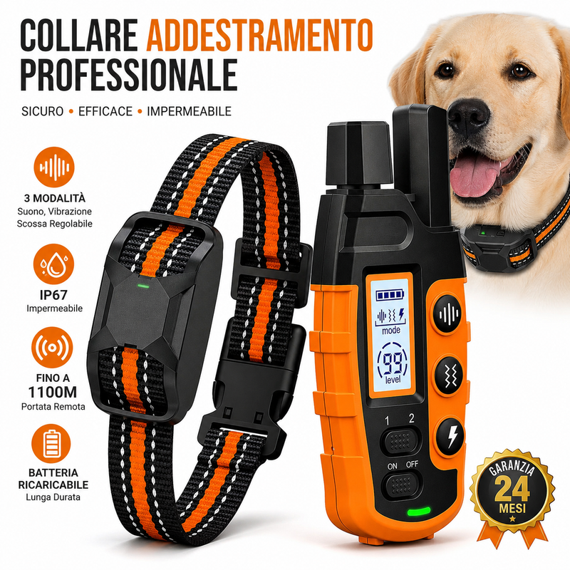 Collare Addestramento Cani Educativo 1000m con Telecomando: Collare Elettrico