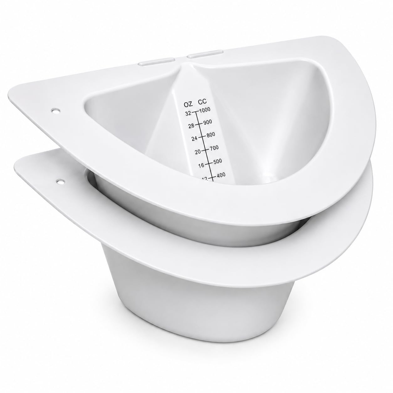 Vakly Specimen Collector Pan 32 Oz, Graduated Measuring Toilet Hat, 2 Pack