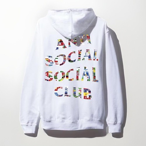 Anti Social Social Club Flag Hoodie White Men's Size Small