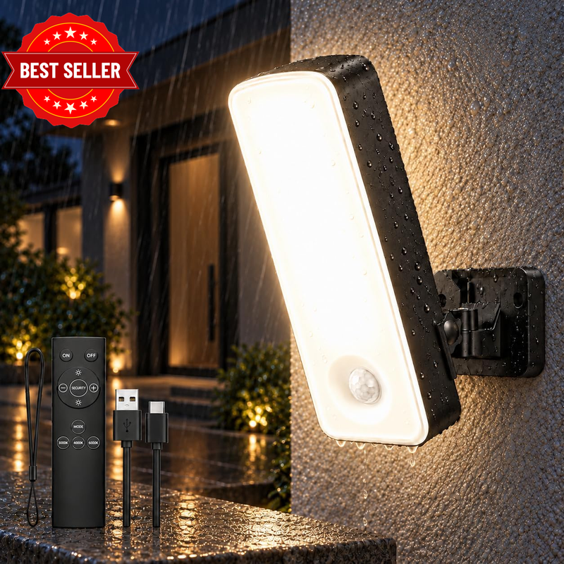 12000Mah Rechargeable Motion Sensor Outdoor Light with Remote