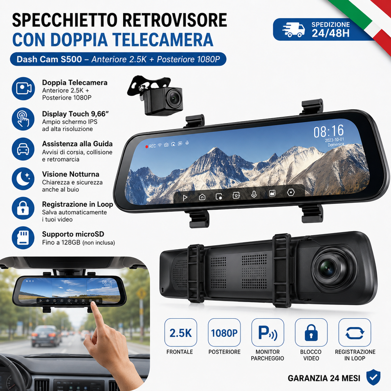 Videoregistratore Auto Baseus VD1 Pro 4K Dashcam Fronte Retro WiFi6 GPS Dashcam