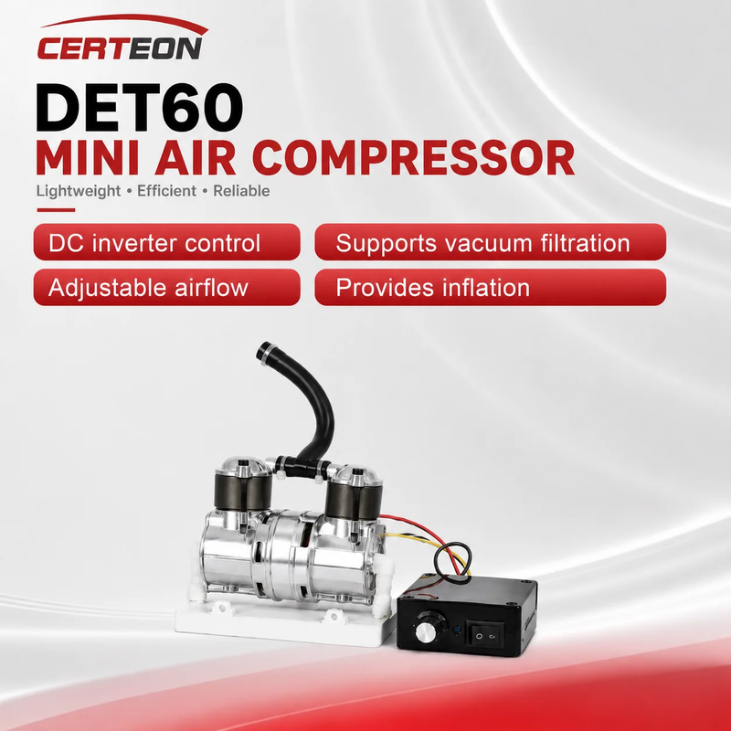 DET60 DC12V Mini Air Compressor 10Lmin Brushless Diaphragm Vacuum Pump for Filtr