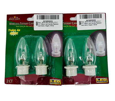 Bright Star LED Wireless Tiffany Candle Replacement Bulbs -4 Count (2 pkgs of 2)