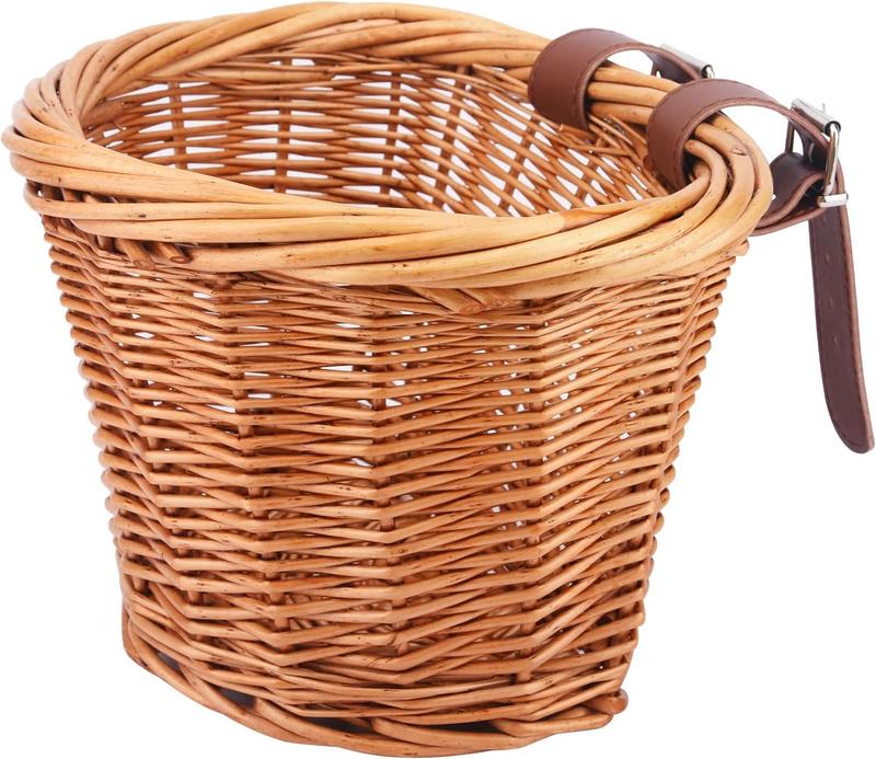 Wicker Bike Basket,16 Inch Bicycle Basket Front Cargo for Women and Men, Fits Mo