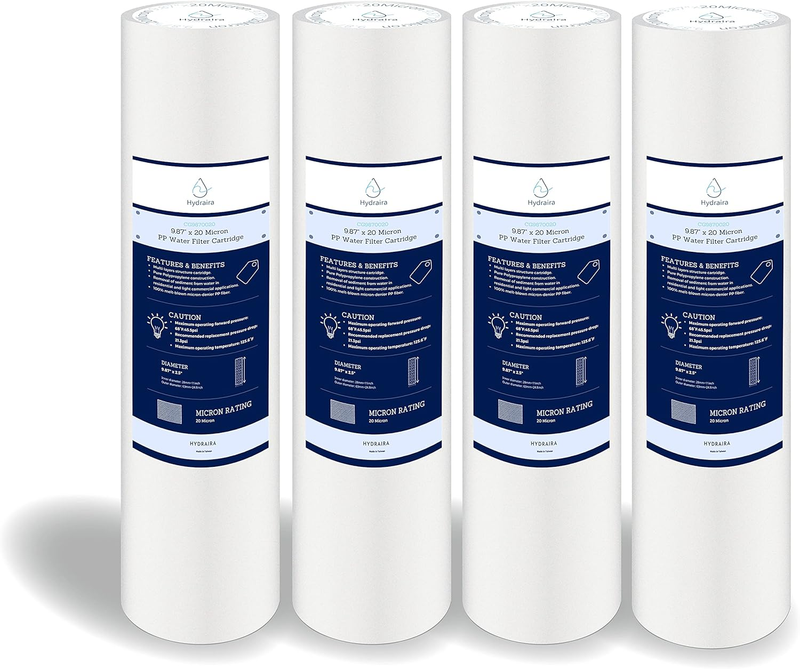 4 Pack 20 Micron 9.87&rdquo; X 2.5&rdquo; Sediment Water Filter Replacement Cartridge