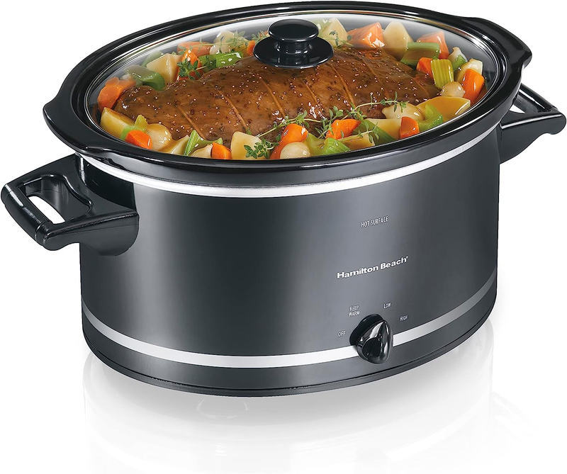 Slow Cooker with 3 Cooking Settings, Dishwasher-Safe Stoneware Crock & Glass,