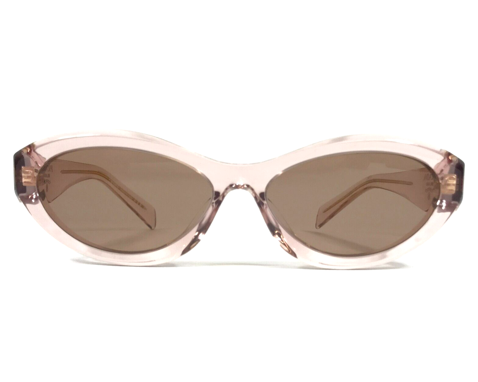 Pre-owned Prada Sunglasses Spr26z-f 19q-10d Transparent Pink Cat Eye Frames W Brown Lenses