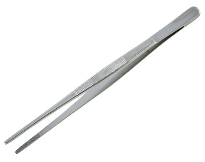 Long Reach Giant Tweezers 12 inch Serrated Round Points Grasping Pickup Tool