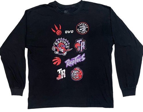 OVO Drake x Raptors L Multi Logo Black T Shirt Long Sleeve