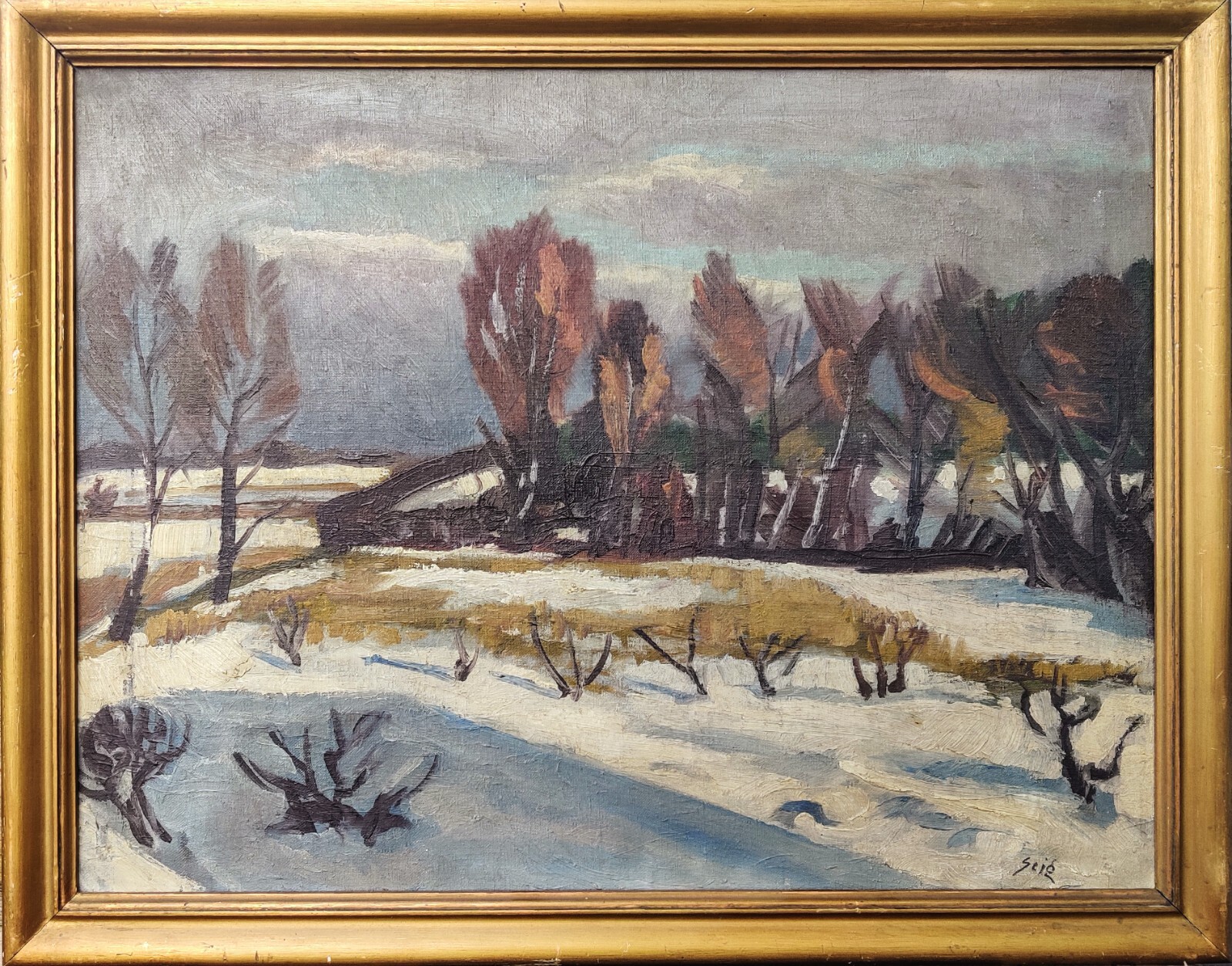 Johan Sejg (1897-1942): HARSH WINTER, original oil - NEW