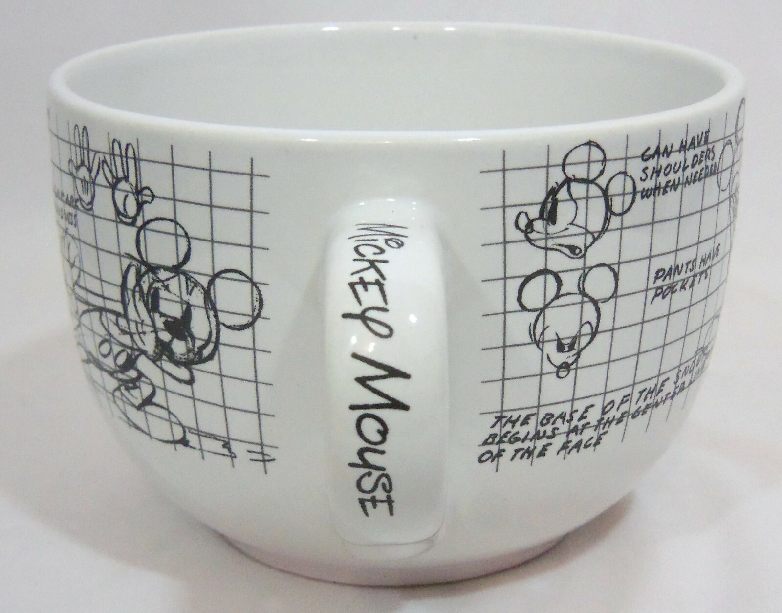Disney Mickey Mouse Sketch Book Coffee Mug Soup Black White Animation Jumbo 26oz