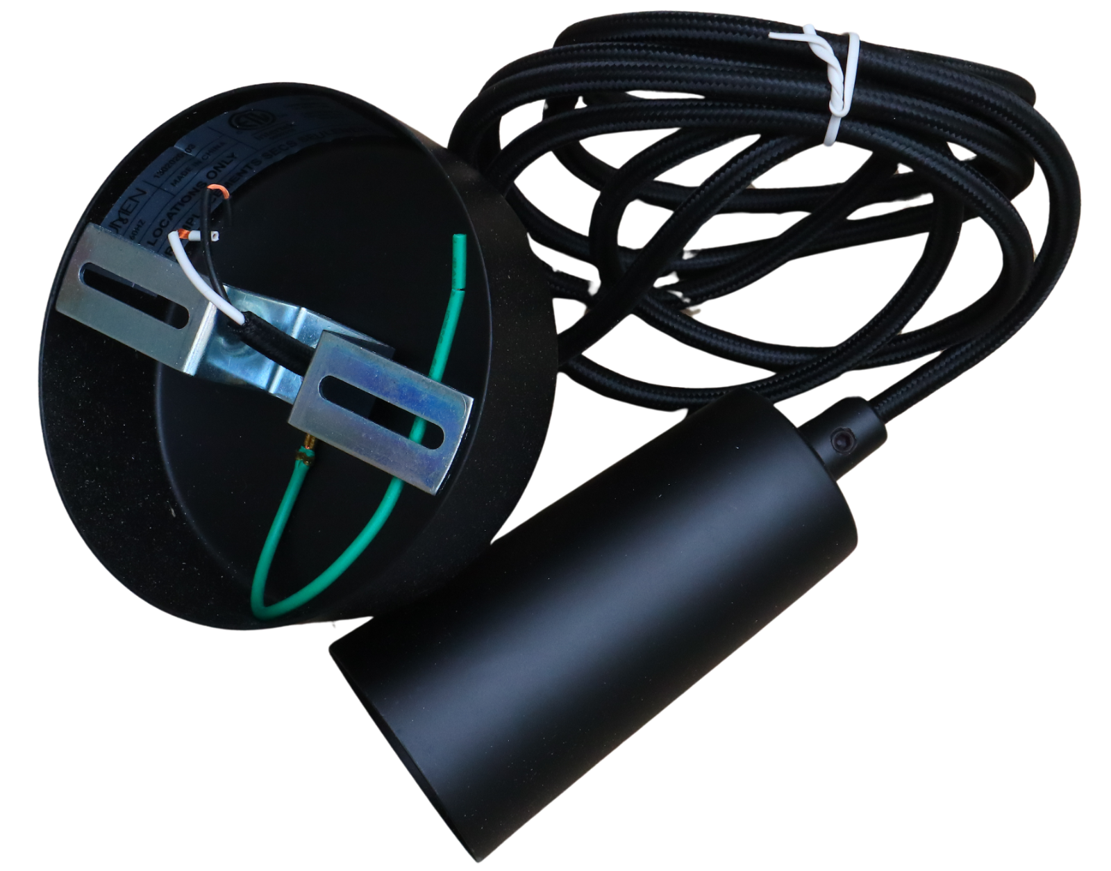 Black Plumen Drop Cap Pendant Set Model A Screw E26 120v