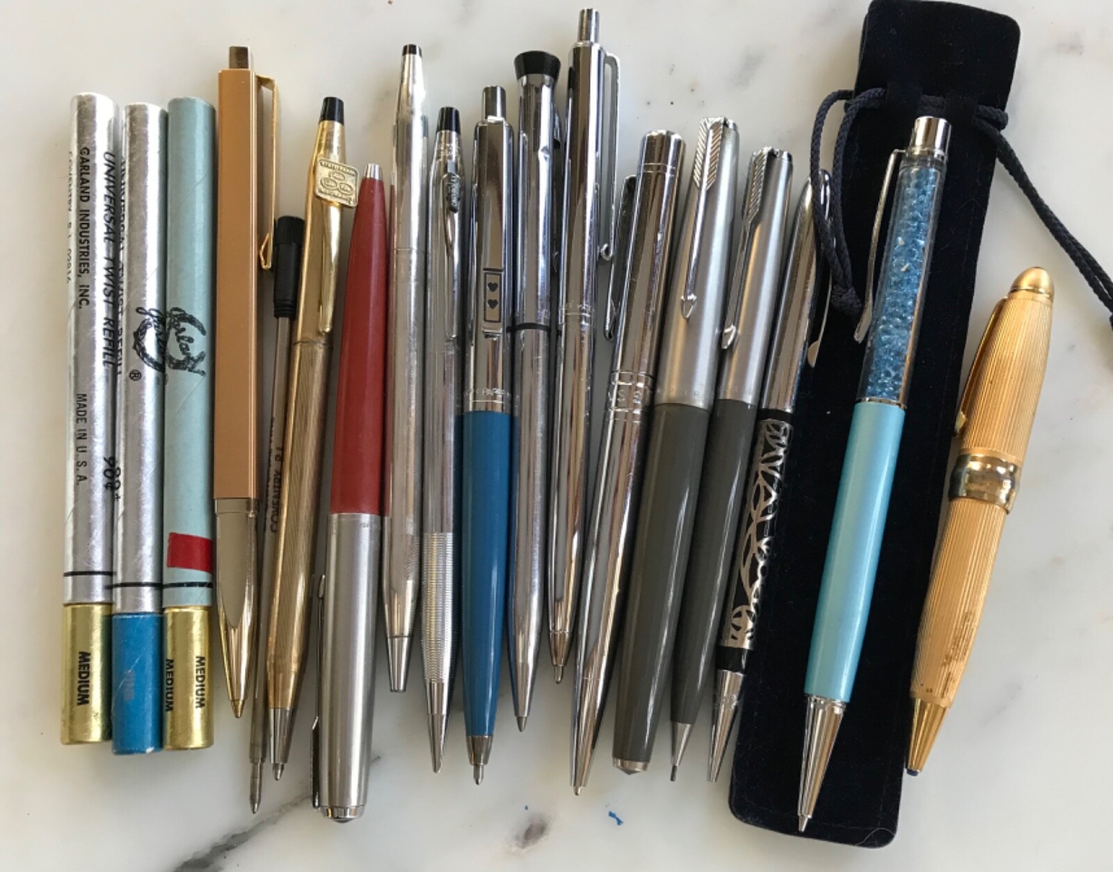14 Vintage Fountain Pen & Ballpoint Pens Pencils & Refills- Cross, Parker ++ 14 Vintage Fountain Pen & Ballpoint Pens Pencils & Refills- Cross, Parker ++