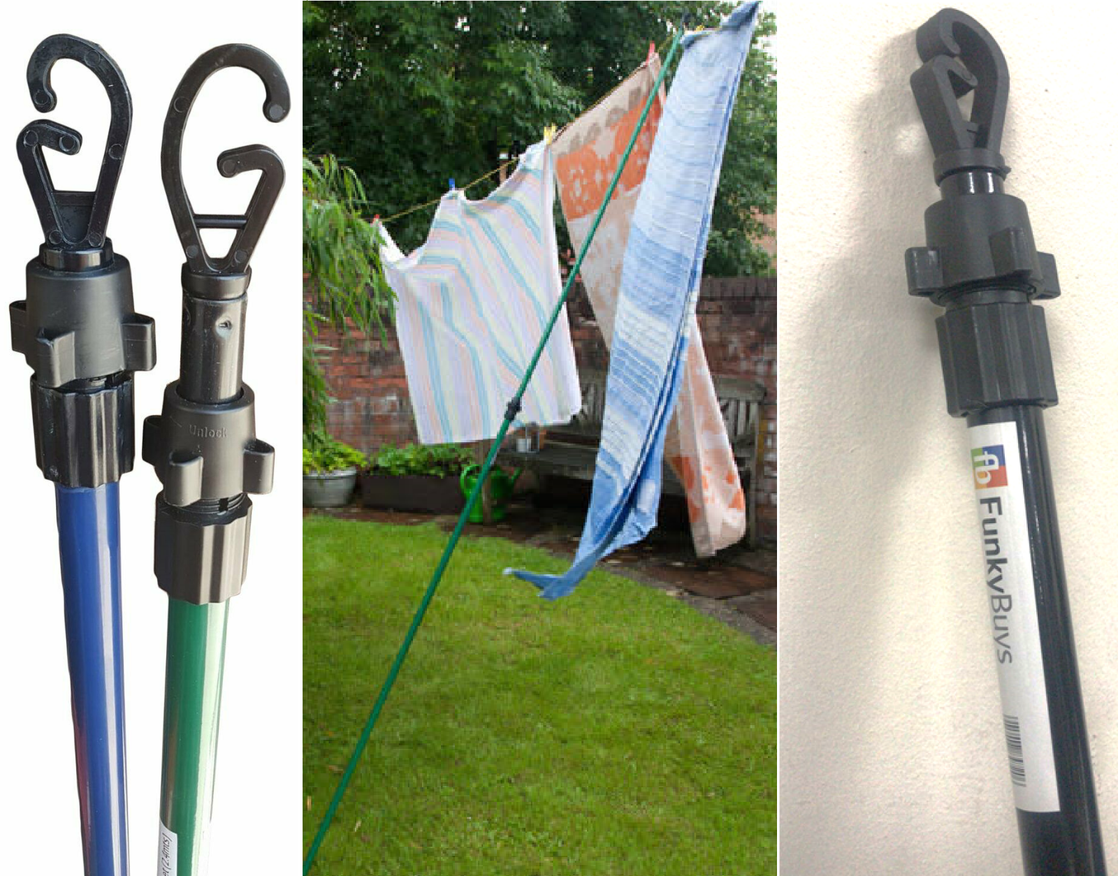 2.4m Clothes Prop Line Heavy Duty Washing Extending Telescopic Pole